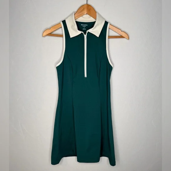 REFORMATION EcoMove Leslie Zip-Front Activewear Dress in Color Pine. Size Small. - Picture 5 of 10